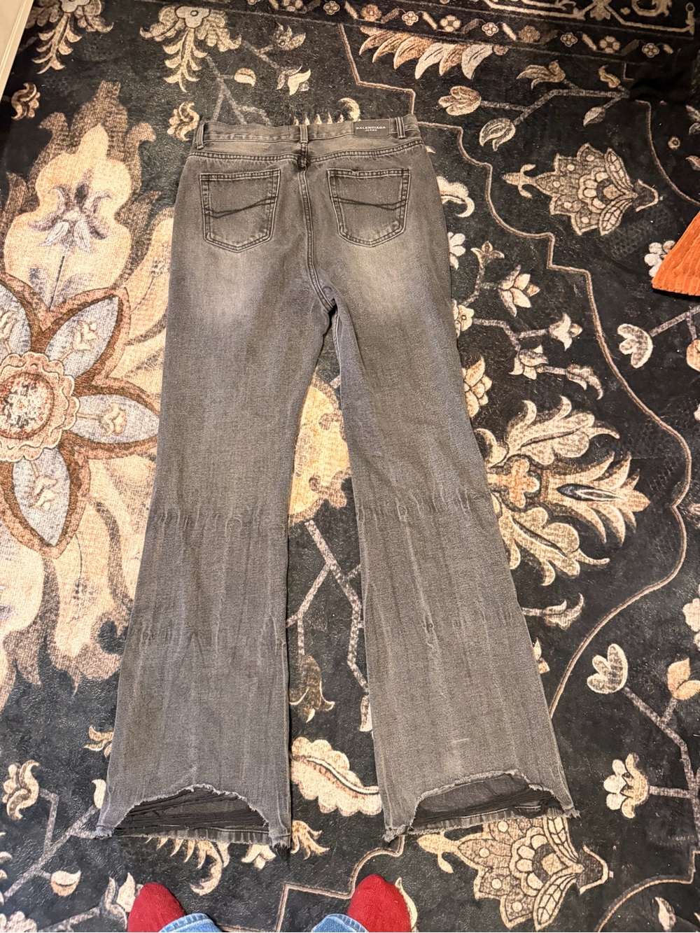 Balenciaga Gray Bootcut Jeans with Flared Tiered Seams